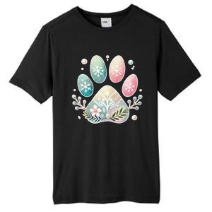 Pastel Winter Paw Print With Snowflakes And Florals Gift Tall Fusion ChromaSoft Performance T-Shirt