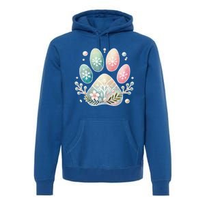 Pastel Winter Paw Print With Snowflakes And Florals Gift Premium Hoodie