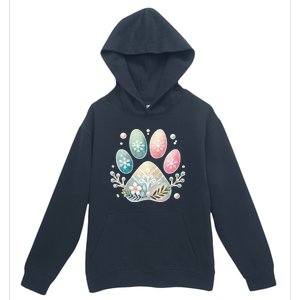 Pastel Winter Paw Print With Snowflakes And Florals Gift Urban Pullover Hoodie