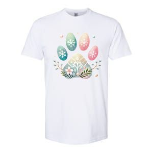 Pastel Winter Paw Print With Snowflakes And Florals Gift Softstyle CVC T-Shirt