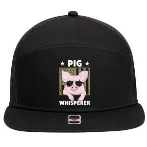 Pig Whisperer Pig Design For Hog Farmer 7 Panel Mesh Trucker Snapback Hat