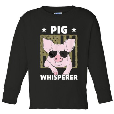 Pig Whisperer Pig Design For Hog Farmer Toddler Long Sleeve Shirt