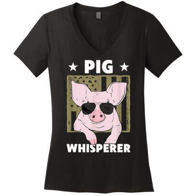 Pig Whisperer Pig Design For Hog Farmer Women's V-Neck T-Shirt