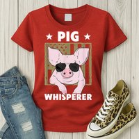 Pig Whisperer Pig Design For Hog Farmer Womens T-Shirt
