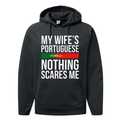 Portuguese Wife Portugal Husband Anniversary Wedding Gift Performance Fleece Hoodie