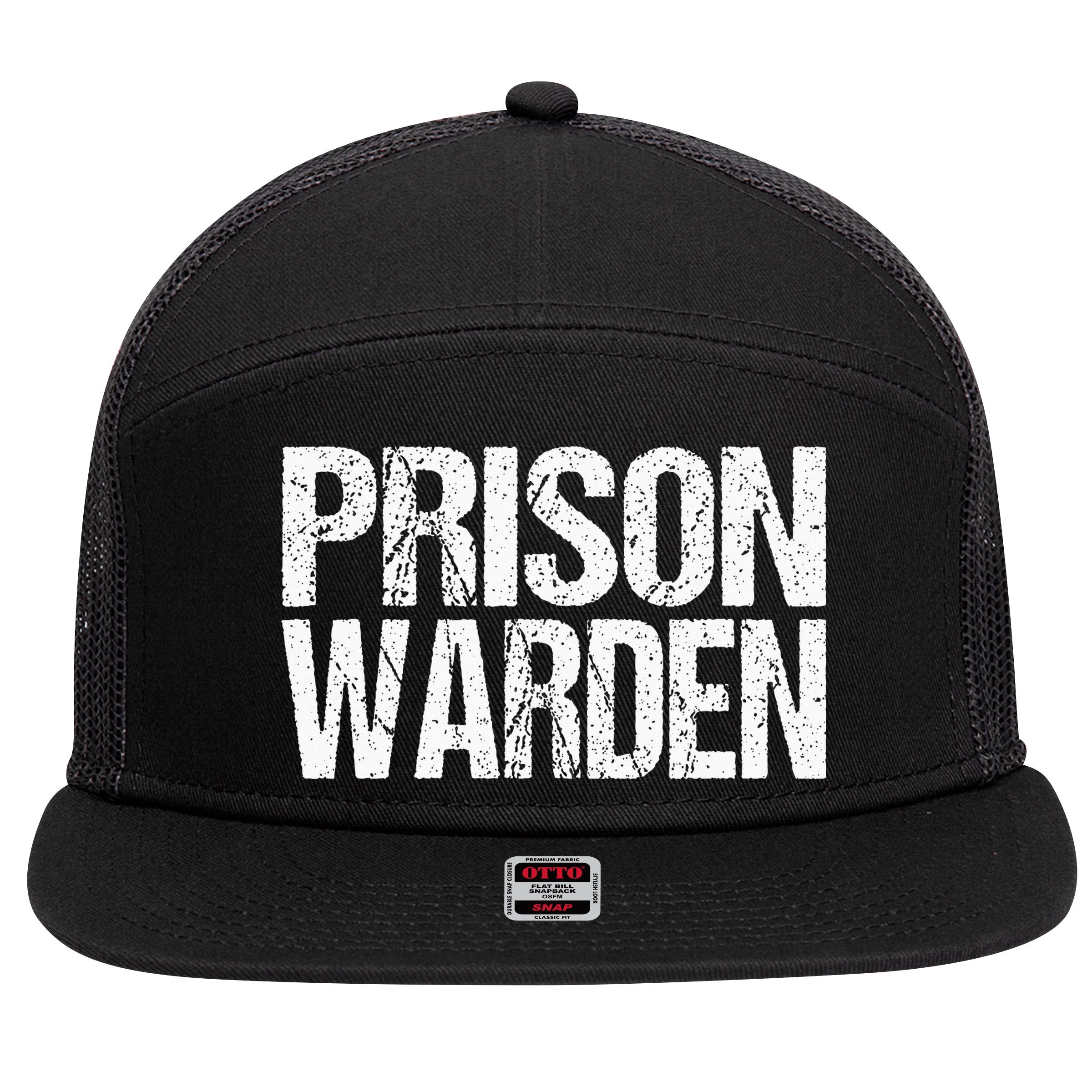 Prison Warden Police Officer Guard Lazy Halloween 7 Panel Mesh Trucker Snapback Hat