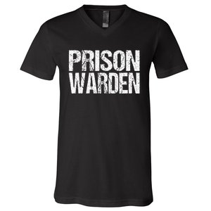 Prison Warden Police Officer Guard Lazy Halloween V-Neck T-Shirt