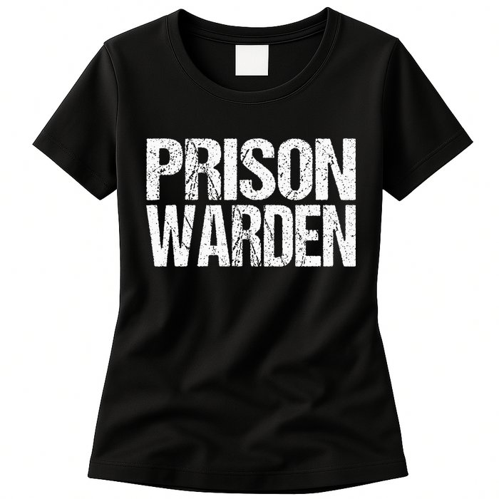 Prison Warden Police Officer Guard Lazy Halloween Womens T-Shirt