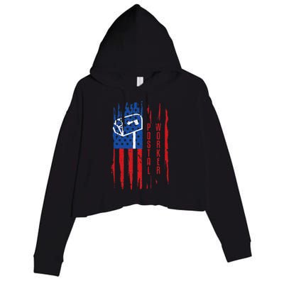 Postal Worker Patriotic US Post Mail Carrier Man Crop Fleece Hoodie