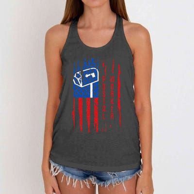 Postal Worker Patriotic US Post Mail Carrier Man Women's Knotted Racerback Tank