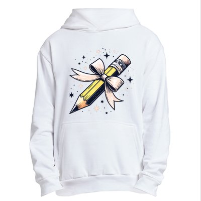 Pencil With Pink Coquette Bow Back To School Teacher Life Urban Pullover Hoodie