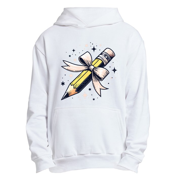 Pencil With Pink Coquette Bow Back To School Teacher Life Urban Pullover Hoodie