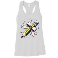 Pencil With Pink Coquette Bow Back To School Teacher Life Women's Racerback Tank