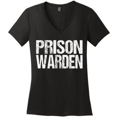 Prison Warden Police Officer Guard Lazy Halloween Costume Women's V-Neck T-Shirt