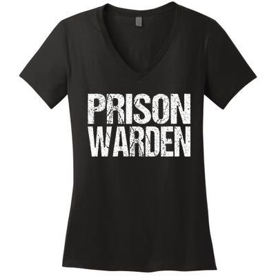 Prison Warden Police Officer Guard Lazy Halloween Costume Women's V-Neck T-Shirt