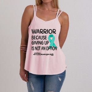 PTSD Warrior Post Traumatic Stress Disorder Teal Ribbon Women's Strappy Tank