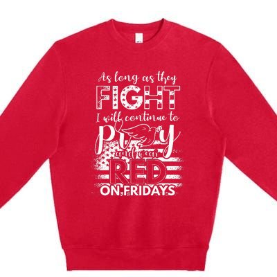 Pray Wear Red Friday Christian Military Premium Crewneck Sweatshirt