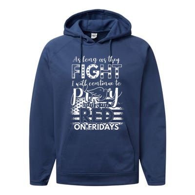 Pray Wear Red Friday Christian Military Performance Fleece Hoodie