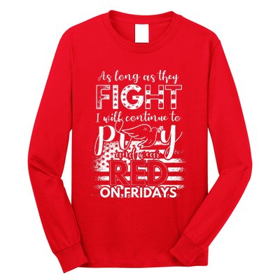 Pray Wear Red Friday Christian Military Long Sleeve Shirt