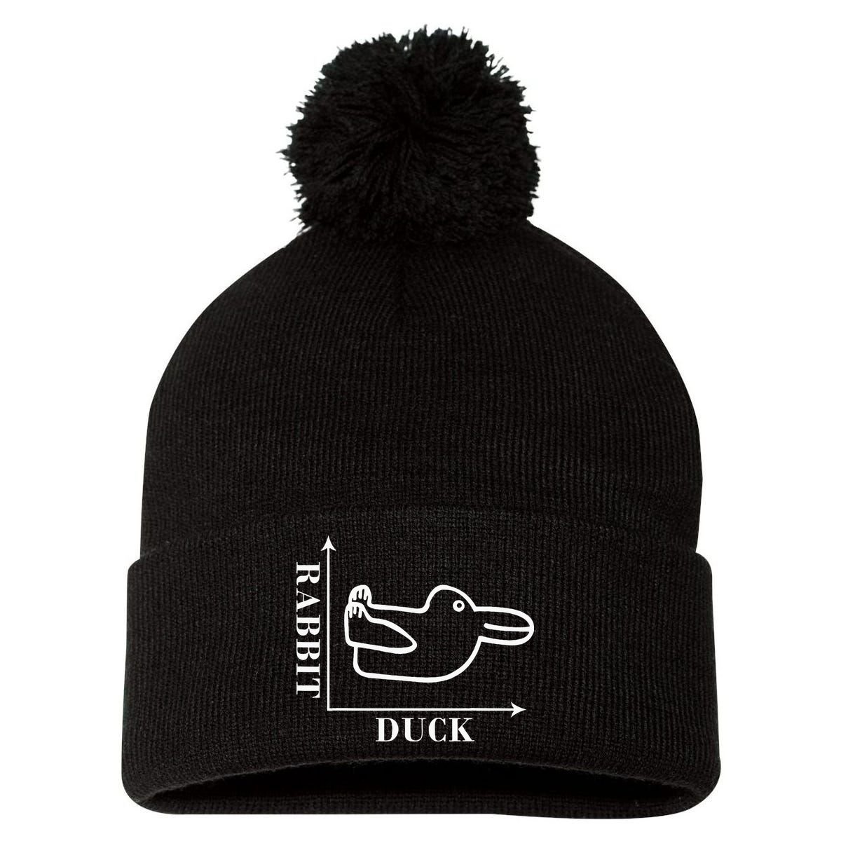 Philosophy Wittgenstein Rabbit Duck Illusion Pom Pom 12in Knit Beanie