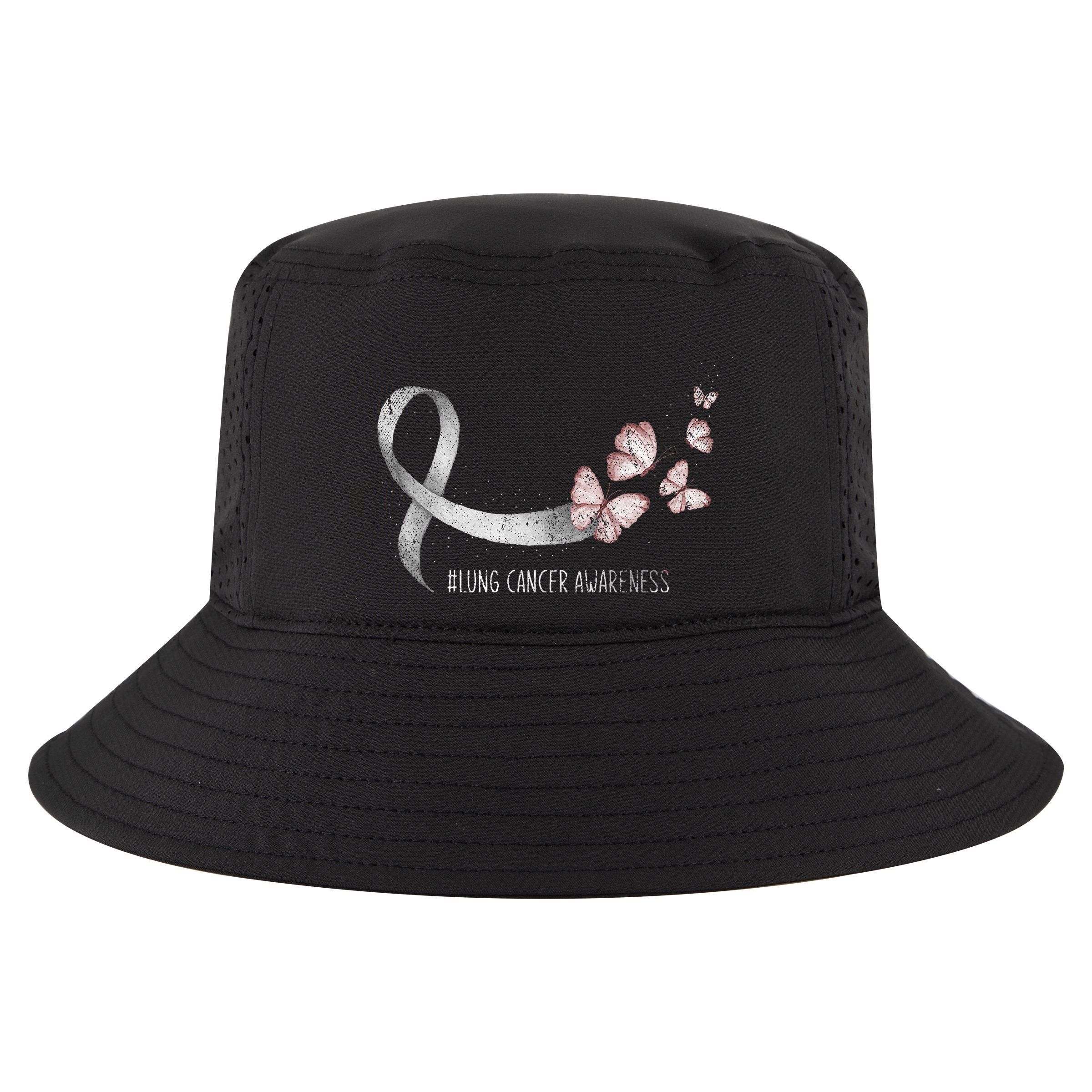 Pretty White Ribbon Support Lung Cancer Awareness Cool Comfort Performance Bucket Hat
