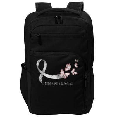 Pretty White Ribbon Support Lung Cancer Awareness Impact Tech Backpack