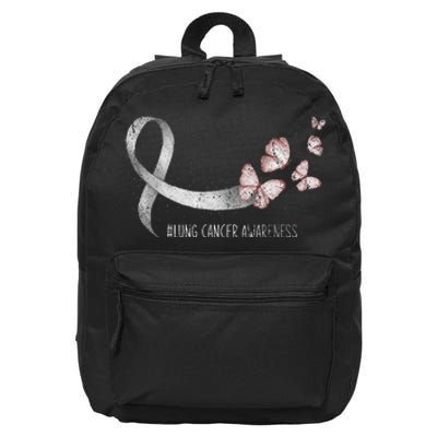 Pretty White Ribbon Support Lung Cancer Awareness 16 in Basic Backpack