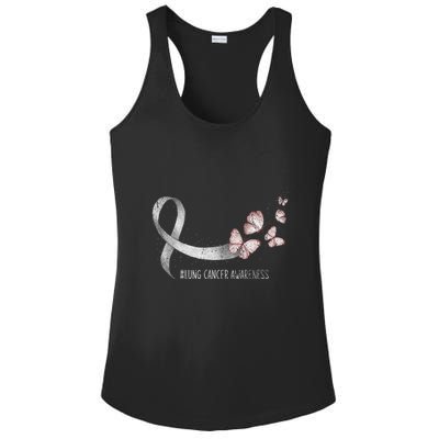 Pretty White Ribbon Support Lung Cancer Awareness Ladies PosiCharge Competitor Racerback Tank