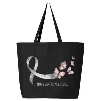 Pretty White Ribbon Support Lung Cancer Awareness 25L Jumbo Tote