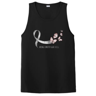 Pretty White Ribbon Support Lung Cancer Awareness PosiCharge Competitor Tank