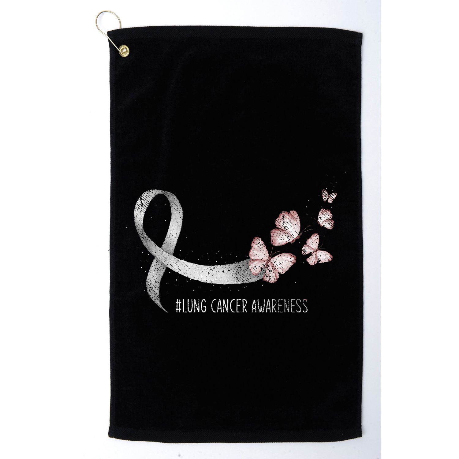 Pretty White Ribbon Support Lung Cancer Awareness Golf Towel