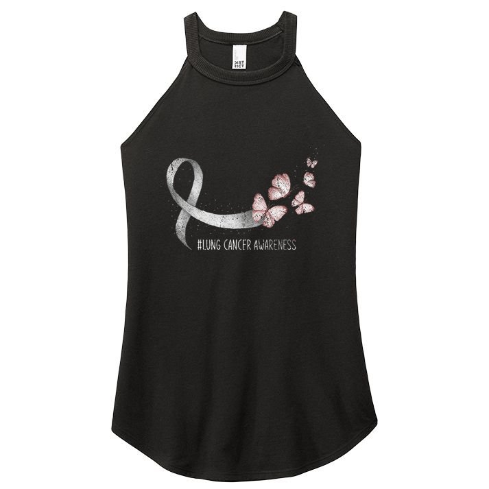 Pretty White Ribbon Support Lung Cancer Awareness Women's Perfect Tri Rocker Tank