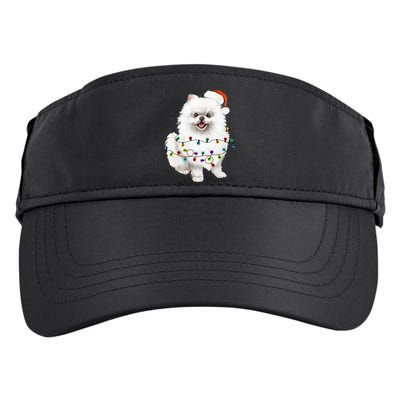 Pomeranian White Santa Christmas Tree Lights Xmas Dog Lover Adult Drive Performance Visor