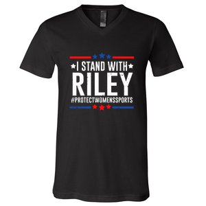 Protect Women Sports I Stand With Riley V-Neck T-Shirt