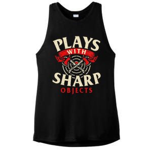 Plays With Sharp Objects Axe Throwing Hatchet Lumberjack Ladies PosiCharge Tri-Blend Wicking Tank