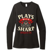 Plays With Sharp Objects Axe Throwing Hatchet Lumberjack Womens CVC Long Sleeve Shirt