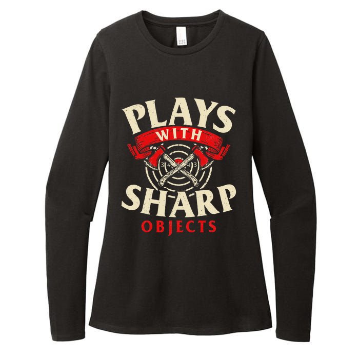 Plays With Sharp Objects Axe Throwing Hatchet Lumberjack Womens CVC Long Sleeve Shirt