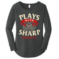 Plays With Sharp Objects Axe Throwing Hatchet Lumberjack Women's Perfect Tri Tunic Long Sleeve Shirt