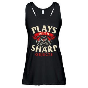 Plays With Sharp Objects Axe Throwing Hatchet Lumberjack Ladies Essential Flowy Tank