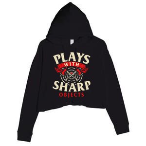 Plays With Sharp Objects Axe Throwing Hatchet Lumberjack Crop Fleece Hoodie