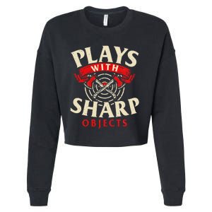 Plays With Sharp Objects Axe Throwing Hatchet Lumberjack Cropped Pullover Crew