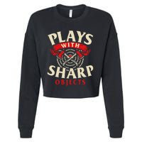 Plays With Sharp Objects Axe Throwing Hatchet Lumberjack Cropped Pullover Crew