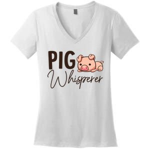 Pig Whisperer Shirts Gift For Pig Lover Women's V-Neck T-Shirt