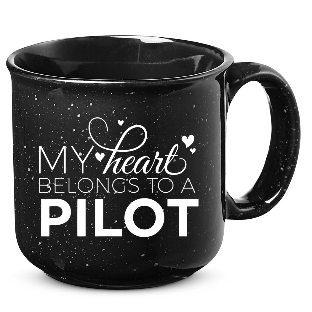 Pilot Wife Shirts My Heart Belongs To A Pilot Pilot Gift 15oz Campfire Ceramic Mug