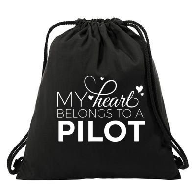 Pilot Wife Shirts My Heart Belongs To A Pilot Pilot Gift Drawstring Bag