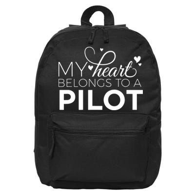 Pilot Wife Shirts My Heart Belongs To A Pilot Pilot Gift 16 in Basic Backpack