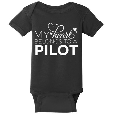 Pilot Wife Shirts My Heart Belongs To A Pilot Pilot Gift Baby Bodysuit