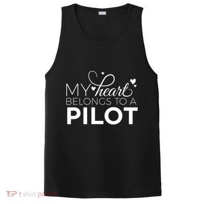 Pilot Wife Shirts My Heart Belongs To A Pilot Pilot Gift PosiCharge Competitor Tank