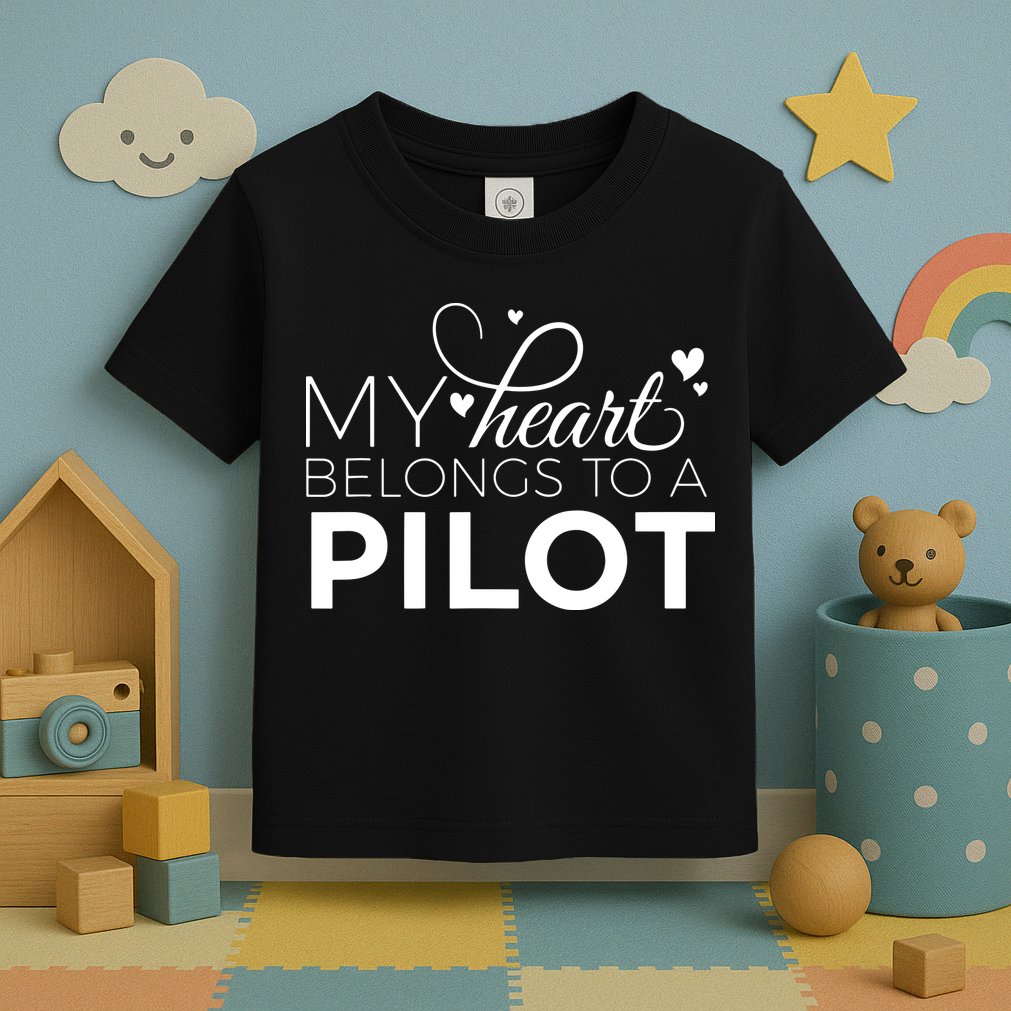 Pilot Wife Shirts My Heart Belongs To A Pilot Pilot Gift Toddler T-Shirt