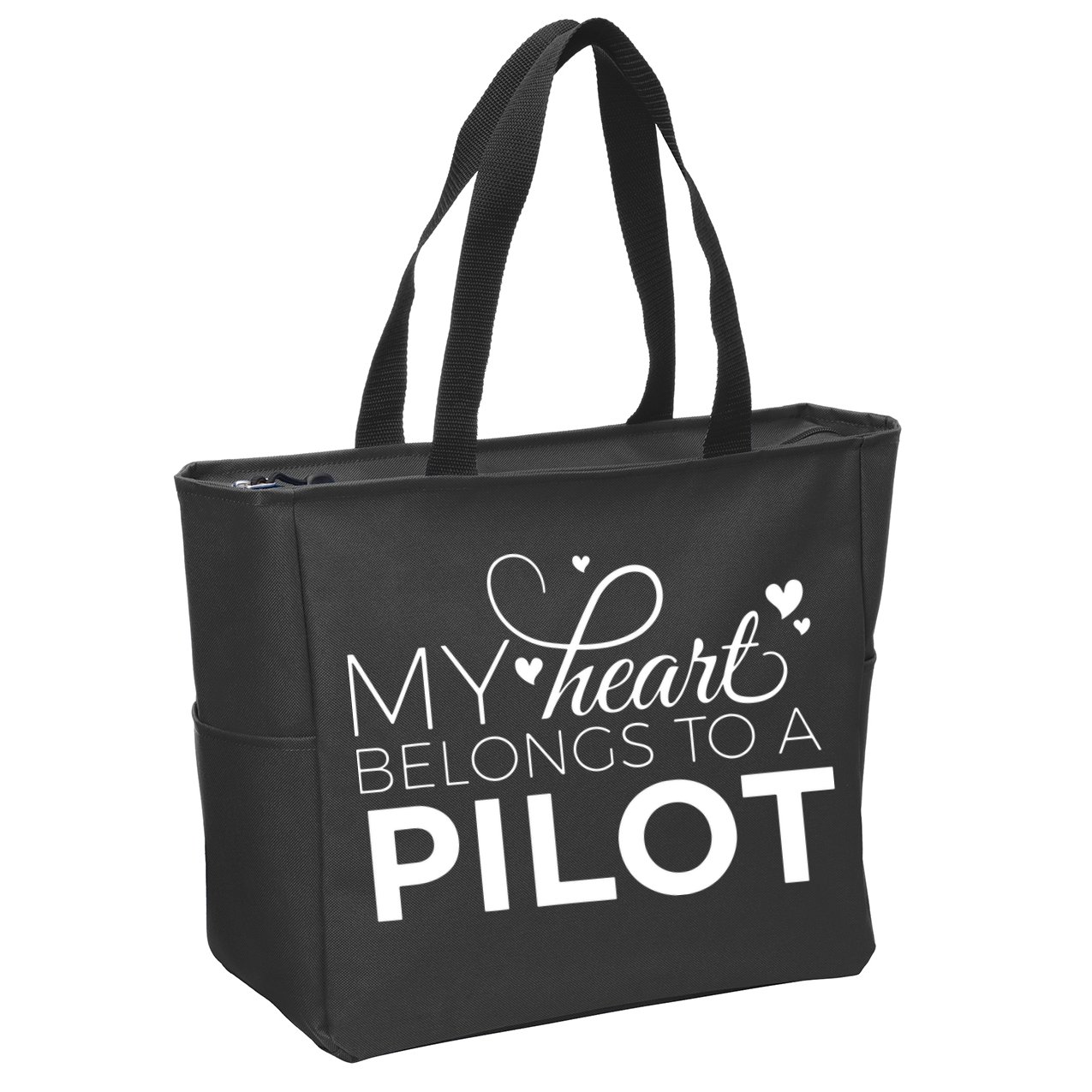 Pilot Wife Shirts My Heart Belongs To A Pilot Pilot Gift Zip Tote Bag